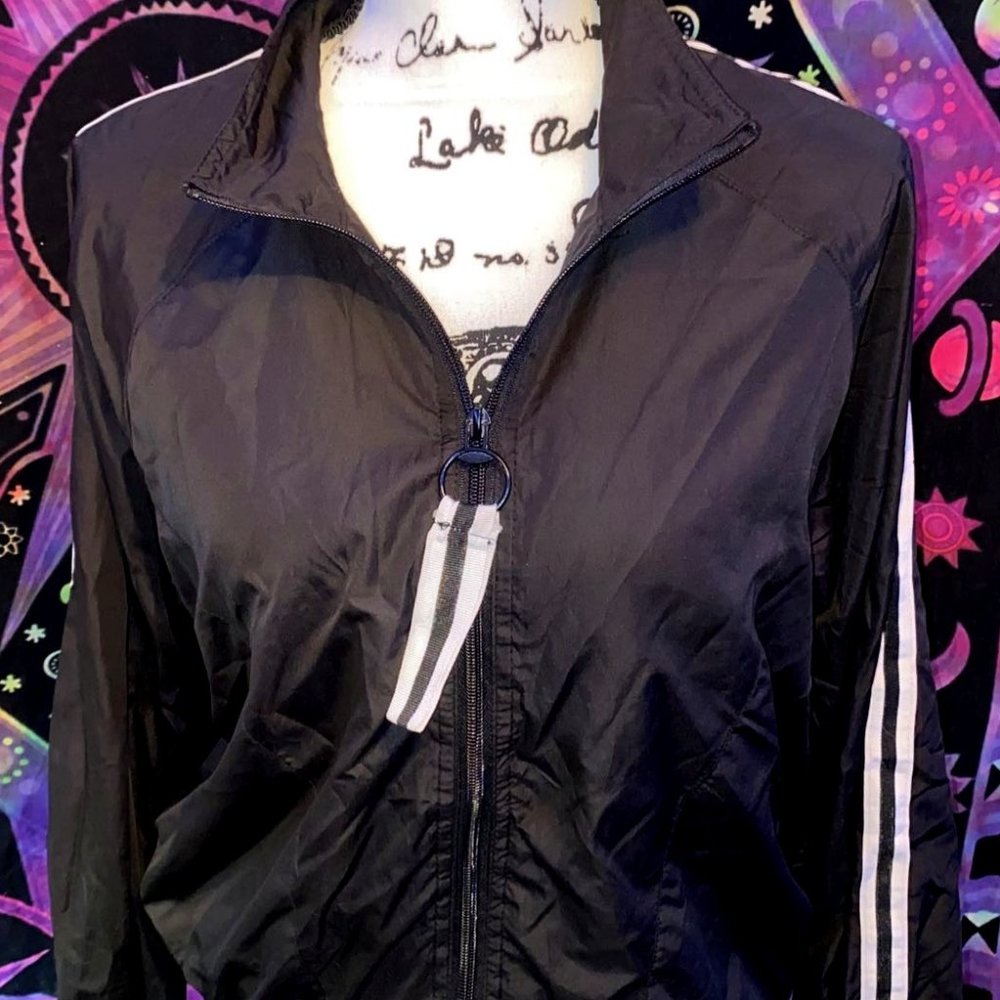 Justify, Black/White Striped, Zip-up Bomber Jacket, Size M